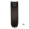 Conjunto Europeu e Americano de 16 Peças de Perucas para Cabelo Longo, Extensões de Cabelo Prontas, Extensões de Cabelo Artificiais de Uma Peça, Cabelo Liso, Cabelo Artificial Fofo Invisível