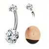 Acero de Titanio 316L Antialérgico Piercing de Ombligo Circonita Aleación de Titanio Corazón Hueco con Forma Redonda Joyería para Body Piercing Exclusivamente para Ventas Transfronterizas
