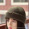 Gorro de lana rasgada de comercio exterior para hombre y mujer, cálido de invierno, protección para las orejas, estilo callejero de mendigo, gorro de punto de doble capa, moderno, genial, hecho a mano, moda