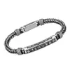 Pulsera de hombre con seis palabras del Sutra del Corazón Xiangyun, estilo retro transfronterizo, con personalidad dominante, pulsera tejida con cola de zorro envejecida en plata tailandesa
