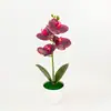 Orquídea Phalaenopsis Artificial 4 Flores Paisagem Decoração de Casa Flores Artificiais em Vaso Flores Falsas Arranjo para Fotografia Planta Artificial Verde Vaso Pequeno
