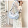 Bolsa Feminina Floral de Grande Capacidade Estilo Coreano 2026 Nova Bolsa Nuvem Plissada Bolsa de Algodão Acolchoada de Nicho Doce Bolsa de Ombro Transversal