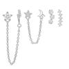 Conjunto Popular Europeo y Americano de Pendientes de Estrella y Luna con Cadena de Borla de Circonita, Pendientes Colgantes, Pendientes Transfronterizos de Lujo Ligero de Gama Alta para Mujer