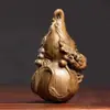Colección Antigua de Boj de Hoja Pequeña Estilo Antiguo Tallado Madera Maciza Mango de Calabaza Dragón Pieza Año del Dragón del Zodiaco Colgante Creativo