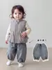 Chaleco de invierno súper lindo para niñas, chaleco exterior con lazo floral para bebé, chaqueta acolchada de algodón elegante para niños pequeños