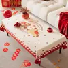 Toalha de Mesa para Café da Manhã de Ano Novo 2026 Nova Toalha de Mesa de Desenho Animado com Atmosfera Festiva Tapete de Mesa Vermelho Ano do Cavalo Festival da Primavera Toalha de Mesa Decorativa