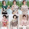 Pré-Compra Roupas Femininas de Manga Curta Tamanho Grande para Mulheres de Meia-Idade e Idosas, Roupas Estilo Novo para Mães, Camisetas para Mulheres de Meia-Idade e Idosas, Suprimento para Vendedores Ambulantes
