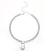 Collar de diamantes completos personalizados, collar de diamantes grandes, collar de circonitas exagerado, accesorios para vestido, collar con cierre, cadena de hueso, temperamento femenino