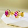 Pendientes de botón ovalados rosados de 1 quilate con plata 925 chapados en oro de 1 quilate con transmisión en vivo de joyas Mujing, Little Red Book, de moda sencilla y combinable.