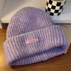 Gorro de punto gris para mujer, otoño e invierno, estilo coreano, combina con todo, gorro grande, gorro pequeño, gorro de lana grueso y cálido.