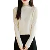 Camisa Base de Malha Jacquard com Renda de Gola Alta Transfronteiriça Feminina Nova Primavera e Outono Tamanho Plus Roupas Femininas Top Suéter Outono e Inverno Feminino