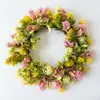 Corona de Simulation Cruzada Adorno de Puerta Corona de Primavera Decoración Colgante Decoración de Ventana Navideña Corona de Hierba Plantas Verdes Flores Artificiales Adornos Venta al por Mayor