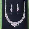 Moda Europea y Americana Joyería Pedrería Gama Alta Personalidad Lujo Elegante Circonita Cúbica Novia Banquete Juego de Aretes y Collar Mujeres
