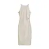 Vestido Colete Sem Manga de Temperamento Feminino Verão Novo para o Trabalho Estilo Coreano Cintura Marcada Emagrecedor Saia Longa/Curta Gentil