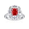 Anillo de plata de ley 925 Tonglin New Amazon venta caliente femenino fuegos artificiales Flor de hielo corte biselado rectangular 6*8 rodeado lujo incrustado