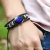 Pulseras Luminosas de Doce Constelaciones para Pareja Pulseras de Imitación de Piel de Vaca Negra para Hombres y Mujeres Pulseras Tejidas Punk Retro Accesorios para Estudiantes