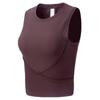Chaleco deportivo sin mangas para fitness transfronterizo, ajustado hasta el ombligo, de secado rápido, prenda exterior sexy, camiseta de manga corta para yoga y running.