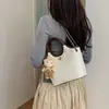 Bolso tipo cubo de moda para mujer, elegante bolso de hombro, versión coreana, color liso, moderno para el uso diario, exquisito bolso de hombro