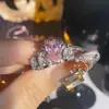 Versa joyería nuevo anillo combinado de corona de diamante de alto carbono conjunto para mujer bañado en oro elegante lujo 8.0Ct anillo abierto