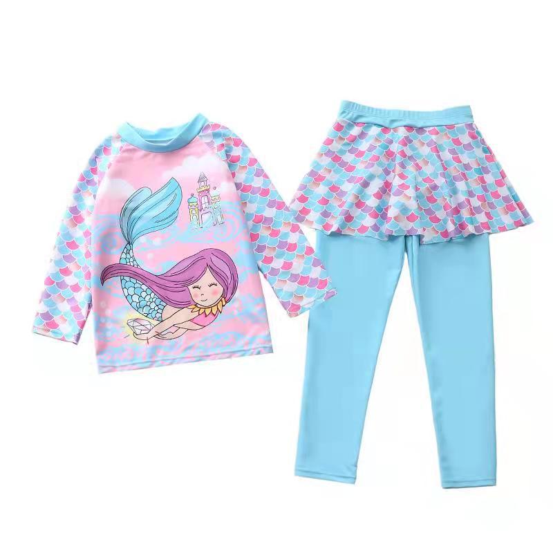D41-5长袖长裤裙潜水服彩鳞美人鱼