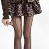 Meias de Rede Listradas Verticais Jacquard de Renda Nicho 20D Modeladoras Antiderrapantes Sexy Meia-Calça de Rede Leggings