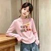 Camiseta Interior Térmica de Felpa Cepillada con Cuello Redondo para Niñas Otoño Invierno Ropa Interior Infantil Top Cálido para Niños Mayores Camiseta con Estampado de Dibujos Animados
