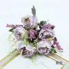 5 Peonías Exquisitas en un Ramo para Decoración de Sala de Estar, Comedor, Barra de Bar, Accesorios de Fotografía, Arreglo de Escena, Flores de Mano, Arreglo Floral