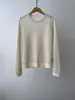 BORBOTIE Ropa de Punto para Mujer 2026 Otoño/Invierno Nuevo BC Lentejuelas Mezcla de Lino y Algodón Cuello Redondo Manga Larga Top