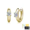 Pendientes de Plata S925 con Moissanita de Cuatro Garras, Pendientes de Aro Brillantes, Lujo Ligero, Versátiles para el Trabajo, Pendientes para Mujer