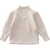 Camiseta de Inverno para Meninas, Estilosa e Moderna com Renda, Gola Semifechada, Base Grossa de Lã