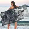 Toalla de Playa con Patrón de Lobo, Extra Grande, Engrosada, Absorbente de Agua, Secado Rápido, Toalla de Baño Especial para Viajes al Aire Libre y Natación