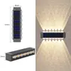 Luz solar para jardim externo, luz de arruela de parede externa à prova d'água, holofote de paisagismo para parede externa de villa, luz de parede decorativa de ambiente
