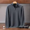 26 novos modelos de suéteres de cashmere com zíper e gola semi-alta para homens, malhas de cor sólida para homens jovens e de meia-idade, tops básicos simples para o dia a dia urbano