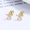 Pendientes de hilo de circonita con forma de flor para mujer, plata de ley 925, sencillos, con tapa retorcida, pequeña estrella de cinco puntas, hueso para oreja, uña, accesorios para las orejas