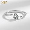 Nuevo Concepto Plata Esterlina S925 Anillo de Diamante Solitario de Dos Garras Moda Simple Simulación Diseño Nicho Compromiso Anillo de Bodas para Mujer