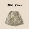 Conjunto de Camiseta de Manga Curta Infantil 2026, Camiseta Estampada e Calça Cargo Lisa Conjunto Casual de Duas Peças para Crianças