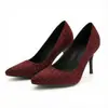 Nuevos zapatos planos de moda para mujer, punta fina, tacones de aguja, suelas de goma, antideslizantes, color liso, tacones altos, disponibles en tallas grandes para ventas transfronterizas