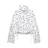 Ropa de Mujer Europea y Americana Más Vendida en Aliexpress Comercio Exterior Transfronterizo Conjunto de Chaqueta Plisada de Cuello Alto con Lunares y Shorts Estilo Globo