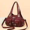 Suministro Exclusivo Transfronterizo de Moda Femenina Retro Lavado Vintage Chica Atrevida Bolso Tote Motociclista 2026 Bolso de Hombro de Gran Capacidad