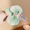 Novo Estilo Grampo de Cabelo Flor Roxa Suave com Fita Longa, Presilha Bico de Pato Doce Estilo Floresta para Mulheres