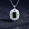 Collar de Zircón con Colgante de Esmeralda de Amazon de Venta Caliente, Joyería Clásica Atmosférica Retro con Sensación de Diamantes Completos X6590