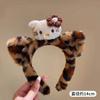 Diadema de gato con diseño de leopardo y gatito: adorable diadema de peluche de otoño e invierno con dibujos animados de gato KT, accesorio para el cabello, maquillaje y lavado facial.