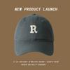 Gorra de Béisbol Estilo Americano Simple Letra R Etiqueta para Mujer Hombre Verano Combinación Total Moda Calle para Fashionistas Cara Pequeña Cabeza Grande