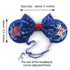 Faixa de Cabeça Elástica Ajustável Cruzada de Morcego Tema Halloween Headwear com Laço de Lantejoula