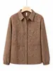 Jaqueta Casual Jacquard Elegante com Gola para Mães e Mulheres, Novo Modelo Outono 2026, Jaqueta Emagrecedora e Valorizadora, Top Elegante