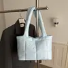 Bolsa de lona de algodón rellena de plumón estilo europeo y americano, diseño de nicho para mujer, nueva colección de invierno, bandolera a cuadros moderna y a la moda