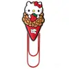 Hello Kitty Portapapeles Grande Material de Oficina Clip Creativo Lindo Forma de U Aguja de Plástico Cartoon Colorido Marcapáginas