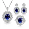 Juego de Joyería de Lujo Europeo Gemas de Colores Ocho Corazones Ocho Flechas Combinado con Adornos de Novia de Oriente Medio Juego de Anillo, Collar y Pendientes