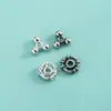 Contas espaçadoras triangulares de prata pura S925, almofadas redondas, contas de roda, acessórios para confecção de pulseiras e colares de pérolas de cristal