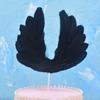 Alas de ángel con plumas para decoración de tartas de cumpleaños, adorno de plumas para tartas, alas blancas y negras